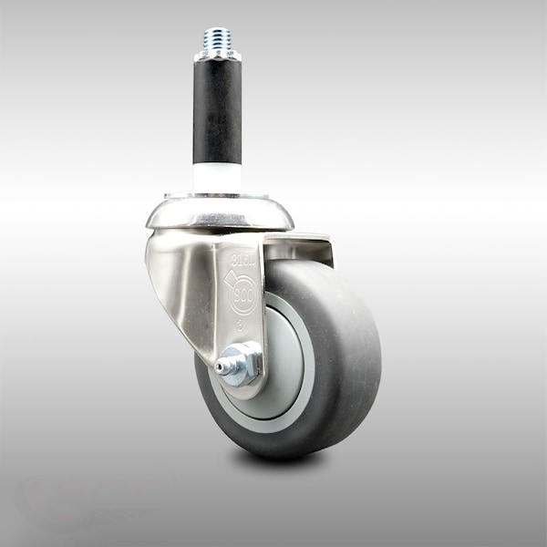 3 Inch 316SS Thermoplastic Rubber Wheel Swivel 7/8 Inch Expanding Stem Caster